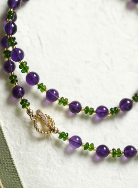 凝夜紫丨天然紫水晶透辉石项链