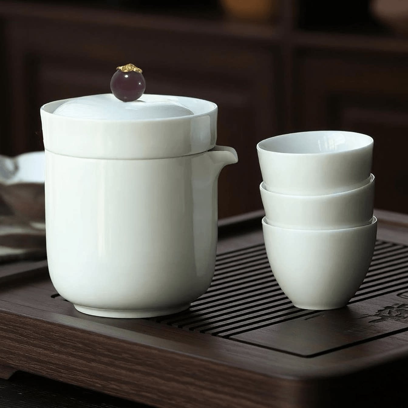 德化精品陶瓷便携旅行茶具户外泡茶出差车载快客杯功夫茶具茶盏