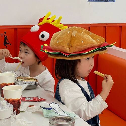 万圣节儿童节学校幼儿园教学活动儿童cosplay食物薯条帽子头套
