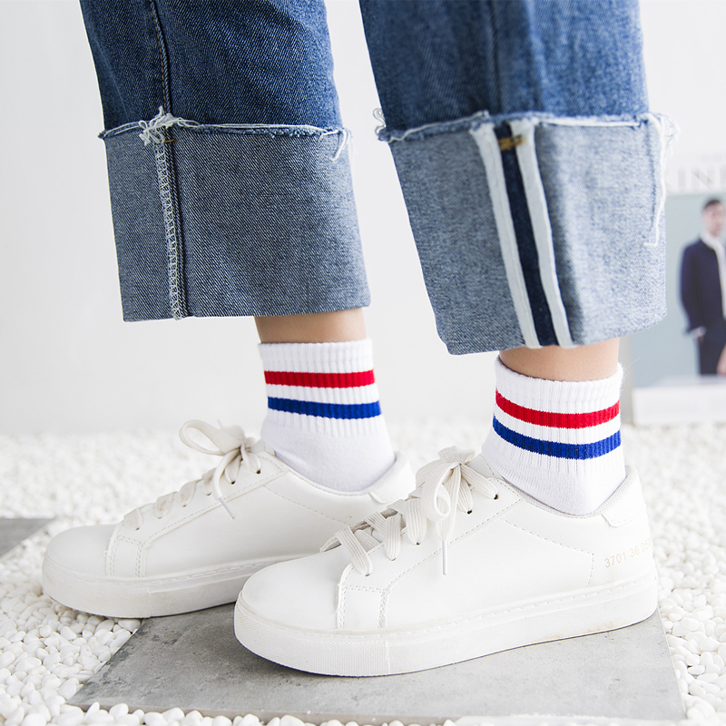 袜子女纯棉中筒袜女纯色