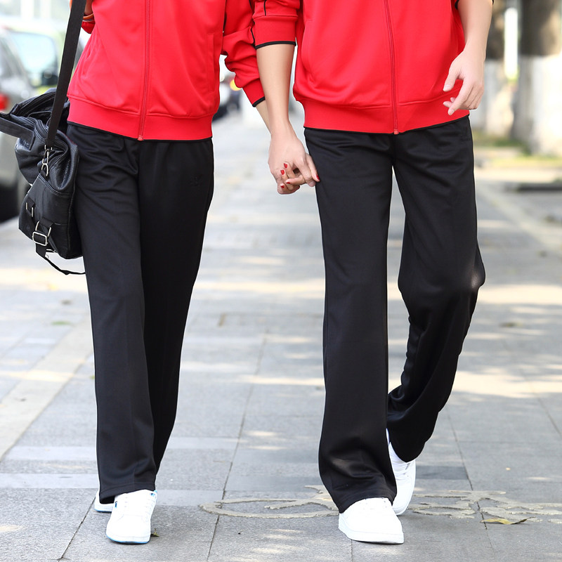 黑色健身操运动裤春秋长裤男女士南韩丝宽松休闲裤子跑步大码夏