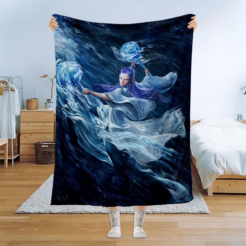 哪吒动漫法兰绒空调毛毯盖毯周边