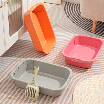 猫砂盆简约猫咪幼猫开放式猫沙盆小号幼猫超大号猫厕所猫柜专用