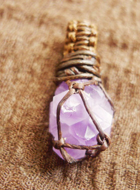 原石手工编织腊绳吊坠