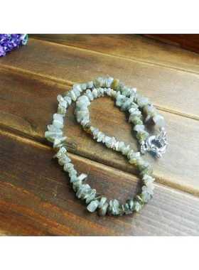 阿福珠宝 天然灰月光石原石吊坠项链