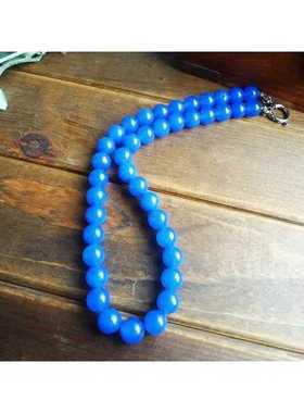 阿福珠宝 天然宝蓝玉髓项链