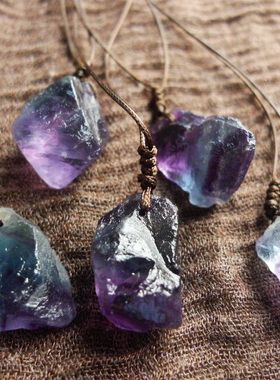 原石手工编织腊绳吊坠