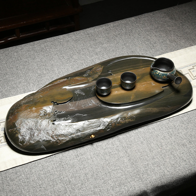 非遗歙砚茶盘天然原石茶台