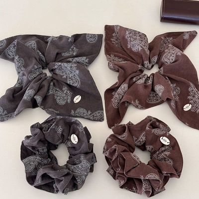 韩系咖色腰果花双层大肠发圈女慵懒风复古风超大发饰头绳新款发绳
