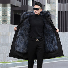 貉子毛可拆卸内胆皮草大衣 中长款 皮毛一体冬季 派克服男2021年新款