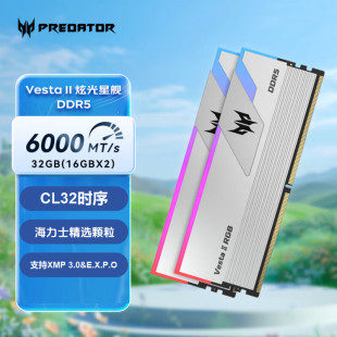 宏碁掠夺者DDR5内存条炫光星舰32GB c32游戏戏电竞冰刃凌霜 6000