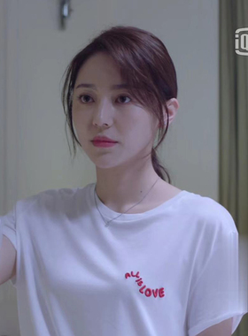 逆流而上的你高密 黄梦莹同款印花纯棉短袖T恤宽松上衣女半袖衣服