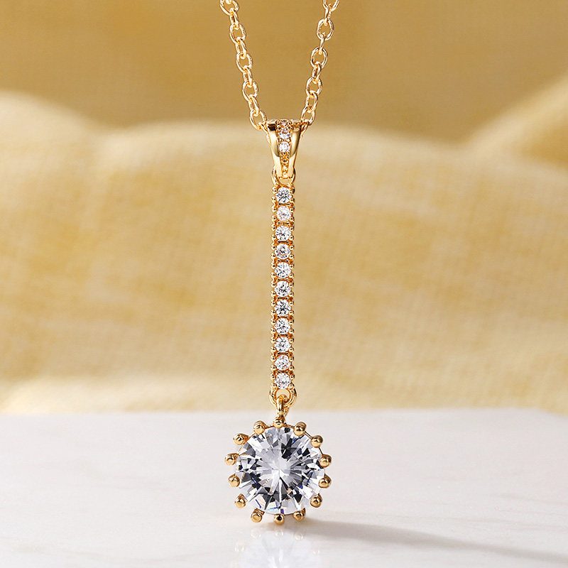 novel design women pendent necklace shiny round cubic