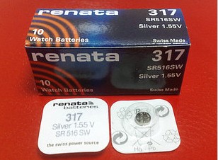 瑞士手表电池RENATA 317 纽扣电池 SR516SW 原装进口
