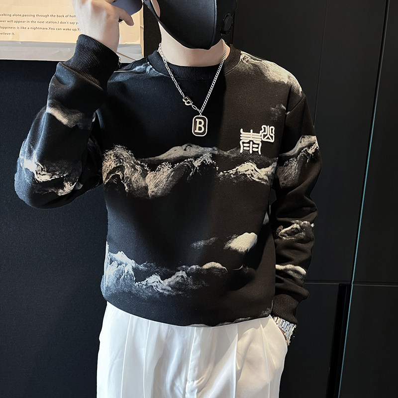 泰山印花刺绣卫衣男潮牌社会小伙高级感痞帅外套B323/WY13/P65图片