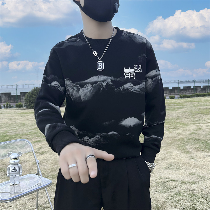 泰山印花刺绣卫衣男潮牌社会小伙高级感痞帅外套B323/WY13A/P65,男装卫衣,星座301C（原B323）