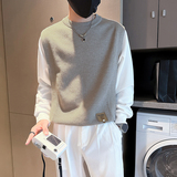 抖音假两件毛衣男高级感潮牌秋冬拼接社会小伙B323-M35-P88，男装针织衫/毛衣，星座301C（原B323）