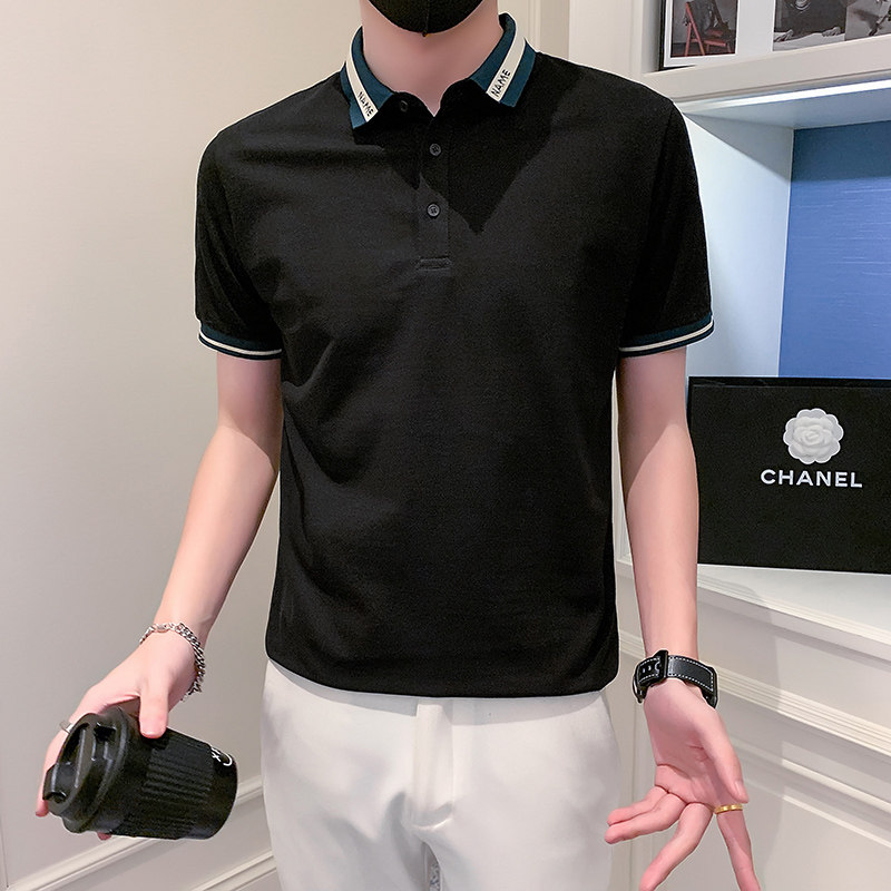 社会小伙短袖polo衫男修身潮流时尚抖音PL03/特P48控68,男装Polo衫,星座301C（原B323）