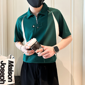 设计感半拉链短袖男POLO衫社会小伙店主风青年潮流B323-PL16-P55图片