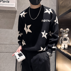 高品质五角星毛衣男加厚潮流社会小伙针织B323-M40A-P68控98