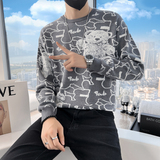 男士毛衣2023新款小熊图案个性社会小伙针织衫三色M09-P58控78，男装针织衫/毛衣，星座301C（原B323）