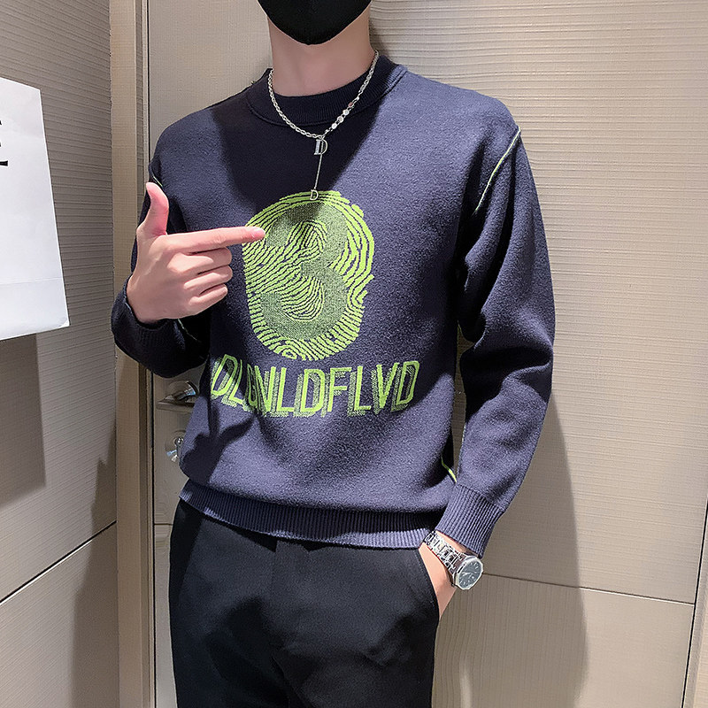 两面穿毛衣男潮牌高级感超好看圆领加厚秋款款流行两色M21-P78,男装针织衫/毛衣,星座301C（原B323）
