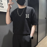 潮牌t恤男短袖2025新款抖音社会小伙店主风B323-DT37-P48控68，男装T恤，星座301C（原B323）