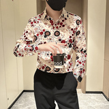 长袖衬衫男社会小伙印花高级感时尚网红衬衣B323/CS03/P50，男装衬衫，星座301C（原B323）