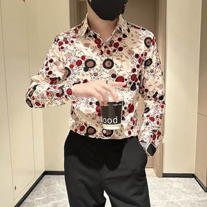 长袖衬衫男社会小伙印花高级感时尚网红衬衣B323/CS03/P50图片