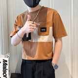 B323-DT62-P58控78短袖T恤男社会小伙店主风圆领潮流半袖衣服，男装T恤，星座301C（原B323）