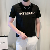 夏季短袖T恤男修身潮流时尚字母社会小伙体恤衫B323-DT05-P38控58，男装T恤，星座301C（原B323）