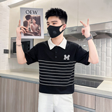 B323-PL23A-P55控75高级感短袖polo衫男潮牌潮流个性社会小伙T恤，男装T恤，星座301C（原B323）