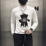 社会小伙半高领毛衣男修身小熊图案打底衫B323-M51-特P58控78，男装T恤，星座301C（原B323）