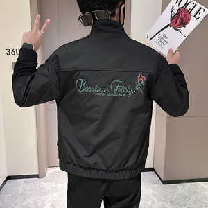 网红外套男潮牌高级感玫瑰花刺绣社会小伙夹克B323-JK02-P88图片