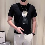 社会小伙短袖T恤男潮牌印花修身圆领卡通DT15/P38控58，男装T恤，星座301C（原B323）