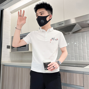 B323-PL24A-P48控68风刺绣Polo衫男短袖夏季修身T恤社会小伙图片