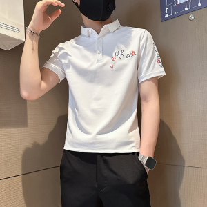 B323-PL24-P48控68社会小伙短袖POLO衫店主风痞帅百搭半袖衣服图片