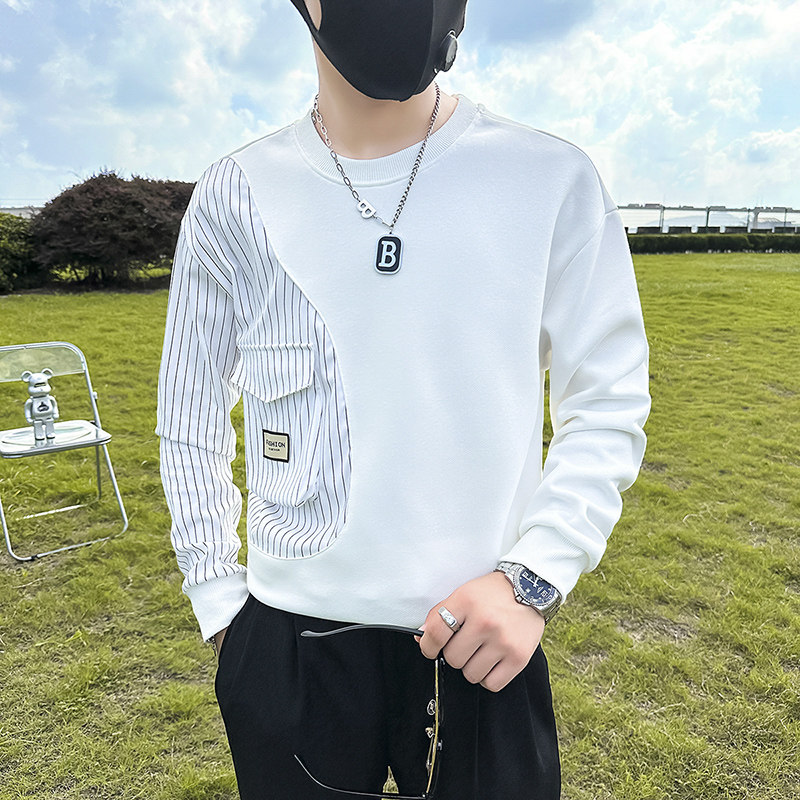 条纹拼接真口袋卫衣男设计感潮牌社会小伙长袖外套B323/WY09A/P58,女装短外套,星座301C（原B323）