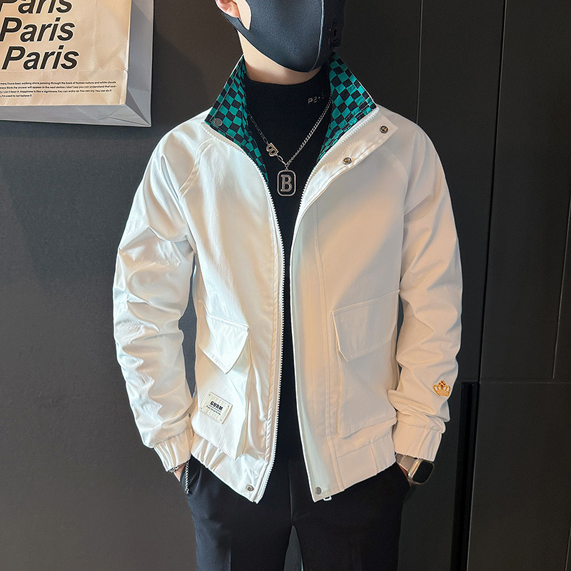 春秋款刺绣外套男高级感修身社会小伙网红夹克B323-JK03-P88,男装夹克,星座301C（原B323）