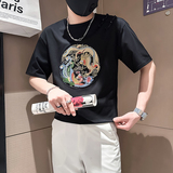 B323-DT67-特P48控68社会小伙短袖T恤男店主风风绣标半袖衣服，男装T恤，星座301C（原B323）