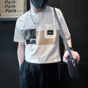B323-DT62-P58控78短袖T恤男社会小伙店主风圆领潮流半袖衣服图片
