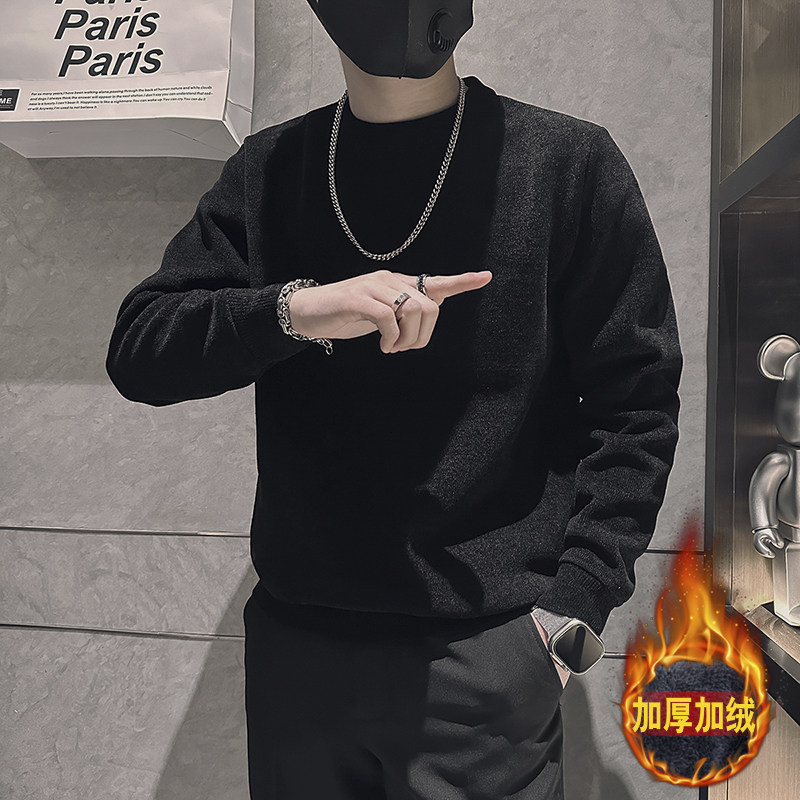 抖音直播备货2万件针织卫衣男加绒加厚社会小伙B323-M57-P58控78，男装卫衣，星座301C（原B323）
