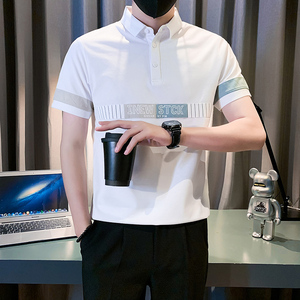 短袖polo衫男潮牌痞帅高级感拼接男装衣服社会B323/PL12/特P58图片