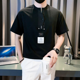 社会小伙潮牌痞帅半拉链短袖T恤男宽松半截袖B323/DT23/P58控78，男装T恤，星座301C（原B323）