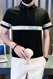 短袖polo衫男潮牌痞帅高级感拼接男装衣服社会B323/PL12/特P58，男装T恤，星座301C（原B323）