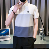 拼接polo衫男短袖潮牌修身高级感社会小伙T恤B323/PL07/P58控78，男装Polo衫，星座301C（原B323）