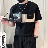 B323-DT62-P58控78短袖T恤男社会小伙店主风圆领潮流半袖衣服，男装T恤，星座301C（原B323）
