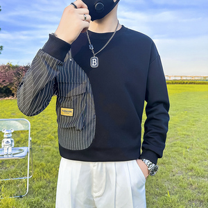 条纹拼接真口袋卫衣男设计感潮牌社会小伙长袖外套B323/WY09A/P58,女装短外套,星座301C（原B323）