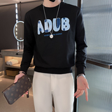 精神社会小伙卫衣男字母刺绣修身潮牌春秋款网红两色WY02-P53，男装卫衣，星座301C（原B323）