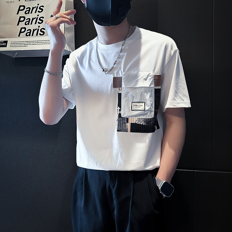 B323-DT63-P58控78短袖T恤男社会小伙店主风圆领潮流半袖衣服,男装T恤,星座301C（原B323）